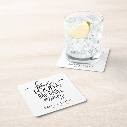 Boze voedsel en slechte dans bruiloft kartonnen onderzetters (Insitu)