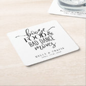 Boze voedsel en slechte dans bruiloft kartonnen onderzetters (Schuin)