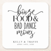 Boze voedsel en slechte dans bruiloft kartonnen onderzetters (Voorkant)
