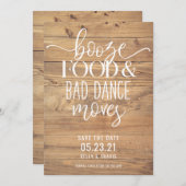 Boze voedsel en slechte dans bruiloft save the date (Voorkant / Achterkant)