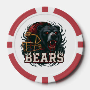 Boze Voetbal Beer Mascotte Rode Helm Wedstrijddag  Poker Chips