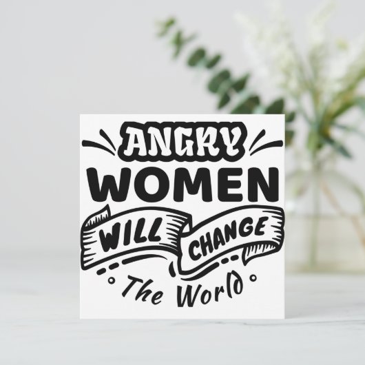 Boze vrouw verandert de wereld kaart (Staand voorkant)