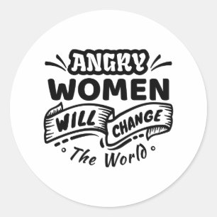 Boze vrouw verandert de wereld ronde sticker