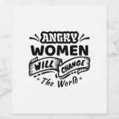 Boze vrouw verandert de wereld wijn etiket (Enkel label)