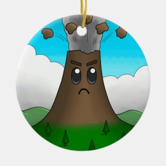 Boze vulkaan keramisch ornament (Voorkant)