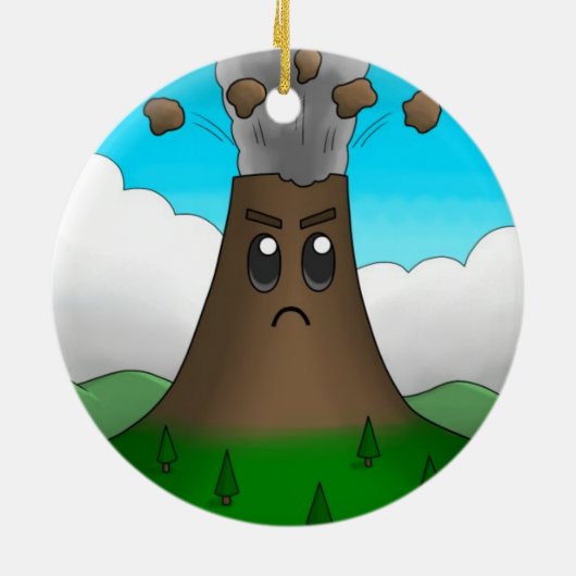 Boze vulkaan keramisch ornament (Achterkant)