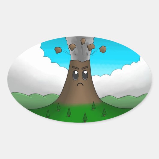 Boze vulkaan ovale sticker (Voorkant)