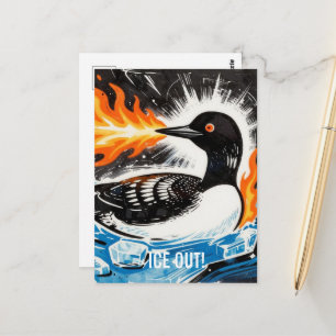 Boze vuurspuwende MN Loon die ijs smelt Protest Briefkaart