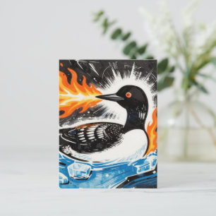 Boze vuurspuwende MN Loon die ijs smelt Protest Briefkaart