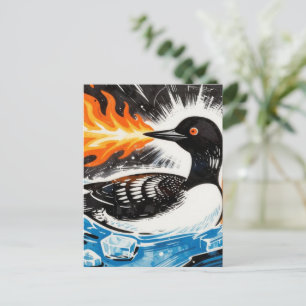 Boze vuurspuwende MN Loon die ijsmeer smelt Briefkaart