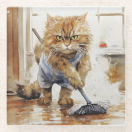 BOZE WATERVERF SINAASAPPEL TABBY CAT REINIGING GLAZEN ONDERZETTER