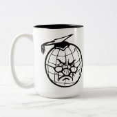 Boze Wereldbol met mortierplaat Funny Educator Tweekleurige Koffiemok (Links)