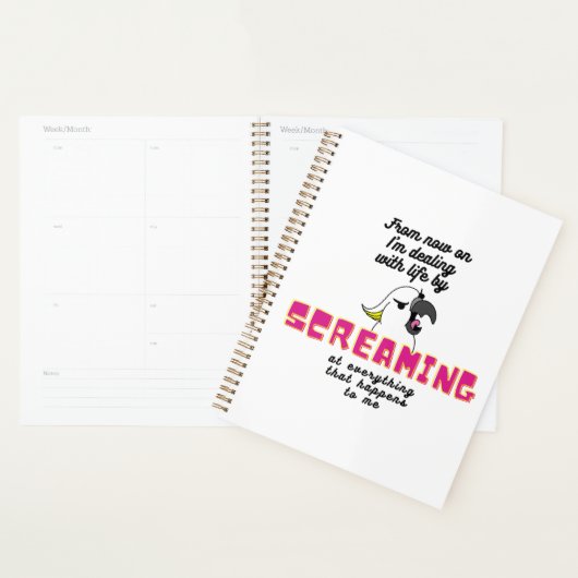 Boze witte papegaai met grappige tekst planner (Display)