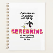 Boze witte papegaai met grappige tekst planner (Voorkant)