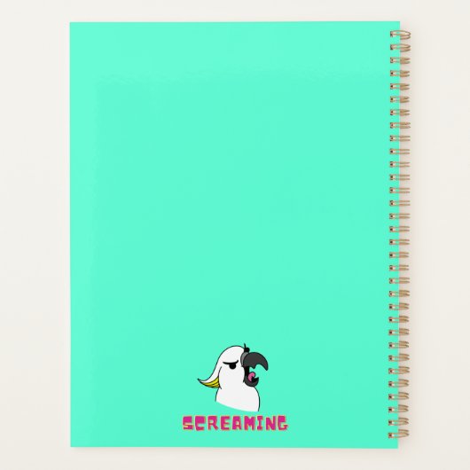 Boze witte papegaai met grappige tekst planner (Achterkant)