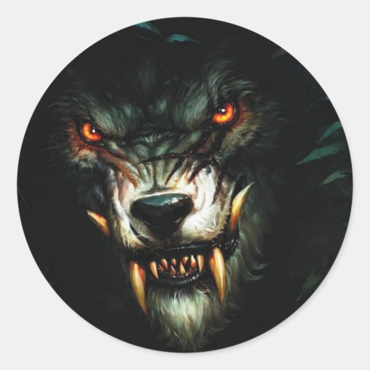 boze wolf stiker :) ronde sticker (Voorkant)