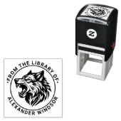 Boze Wolfskop Tanden Bloten Bibliotheek Boeknaam Zelfinktende Stempel (In situ)