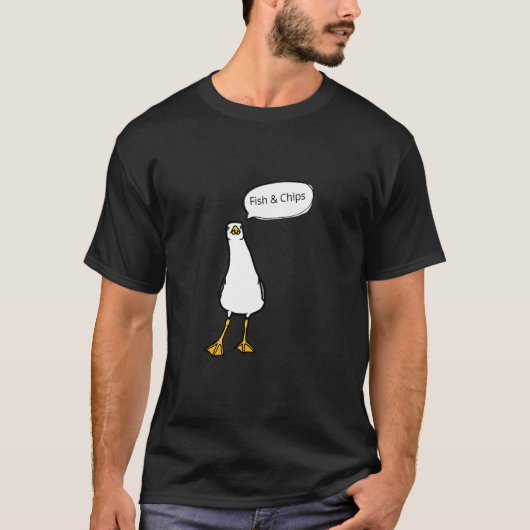 Boze Zeemeeuw Fish & Chips Cheeky Bird T-shirt (Voorkant)