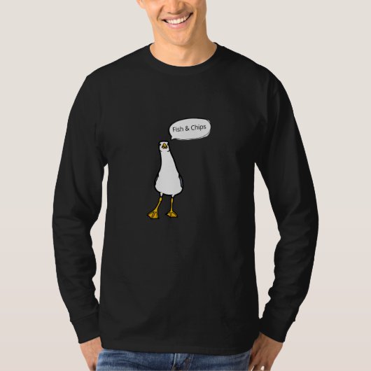 Boze Zeemeeuw Fish & Chips Cheeky Bird T-shirt (Voorkant)