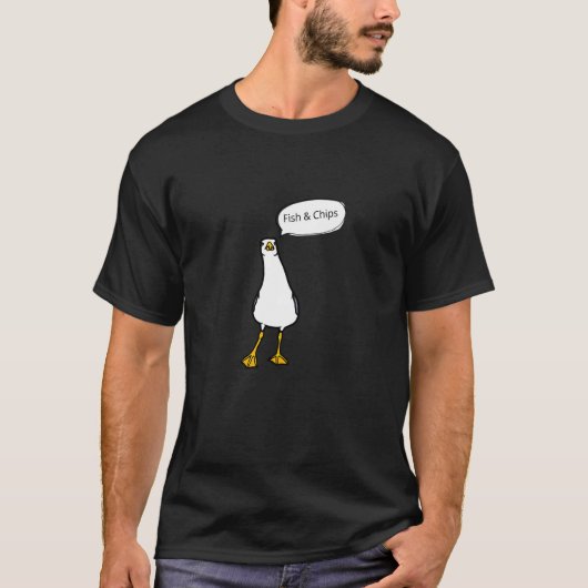 Boze Zeemeeuw Fish & Chips Cheeky Bird   T-shirt (Voorkant)