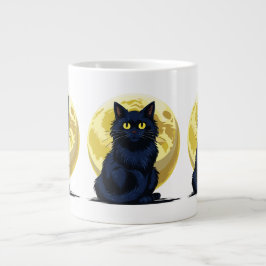 Boze zwarte kat grote koffiekop