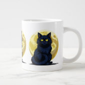 Boze zwarte kat grote koffiekop (Rechts)