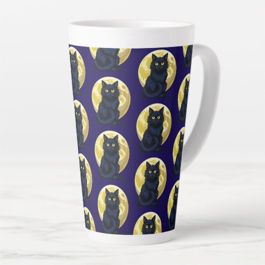 Boze zwarte kat latte mok (Rechterhoek)