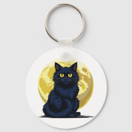 Boze zwarte kat sleutelhanger