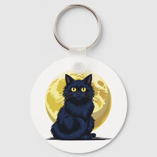 Boze zwarte kat sleutelhanger (Voorkant)