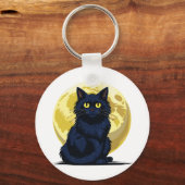 Boze zwarte kat sleutelhanger (Achterkant)