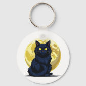 Boze zwarte kat sleutelhanger (Achterkant)