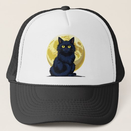 Boze zwarte kat trucker pet (Voorkant)