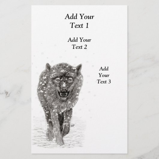 Boze Zwarte Wolf in de Sneeuw, wilde Winter Flyer (Voorkant)