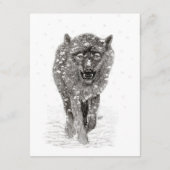 Boze Zwarte Wolf in de Sneeuw, wilde Winter Informatiekaartje (Achterkant)