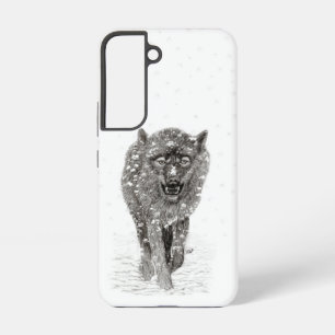 Boze Zwarte Wolf in de Sneeuw, wilde Winter Samsung Galaxy Hoesje