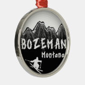 Bozeman Montana artistieke skier Metalen Ornament (Rechts)