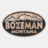 Bozeman Montana houten ovale stickers (Voorkant)