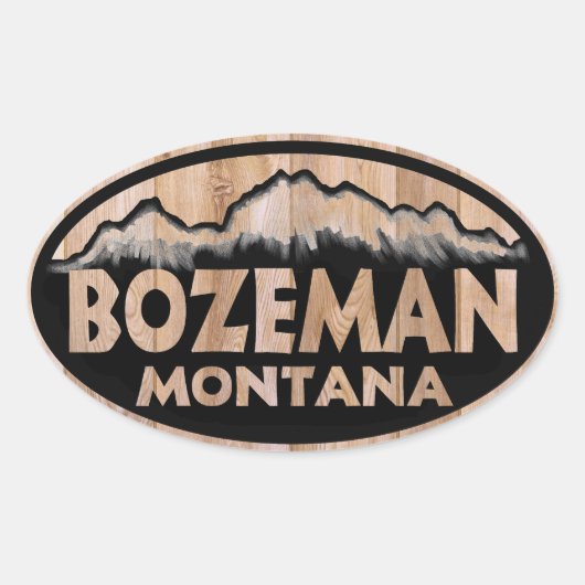 Bozeman Montana houten ovale stickers (Voorkant)