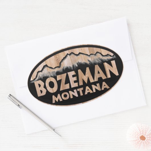 Bozeman Montana houten ovale stickers (Envelop)