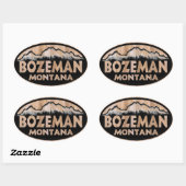 Bozeman Montana houten ovale stickers (Vel)