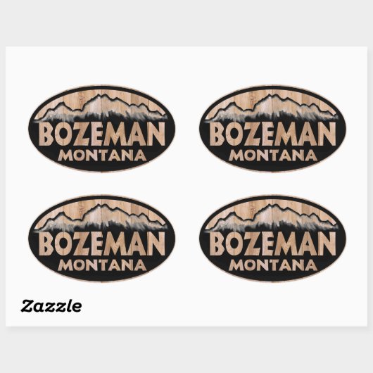 Bozeman Montana houten ovale stickers (Vel)