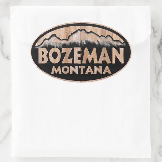 Bozeman Montana houten ovale stickers (Tas)