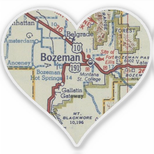 Bozeman Montana  kaart Sticker (Voorkant)