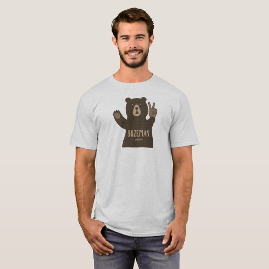 Bozeman Montana Peace Bear T-shirt (Voorkant volledig)