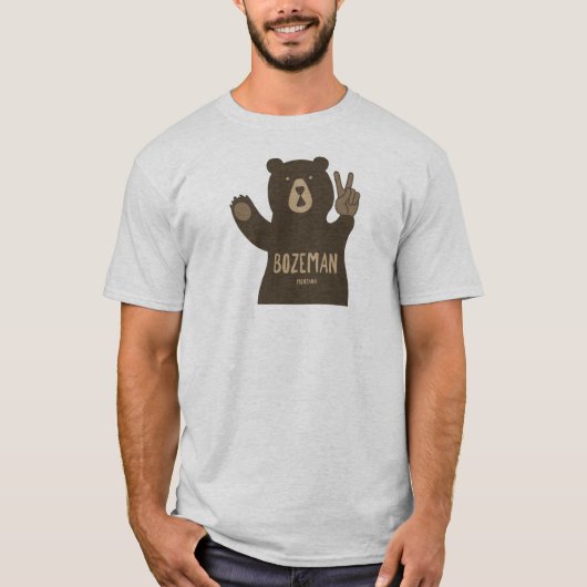 Bozeman Montana Peace Bear T-shirt (Voorkant)