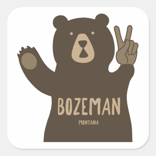 Bozeman Montana Peace Bear Vierkante Sticker (Voorkant)