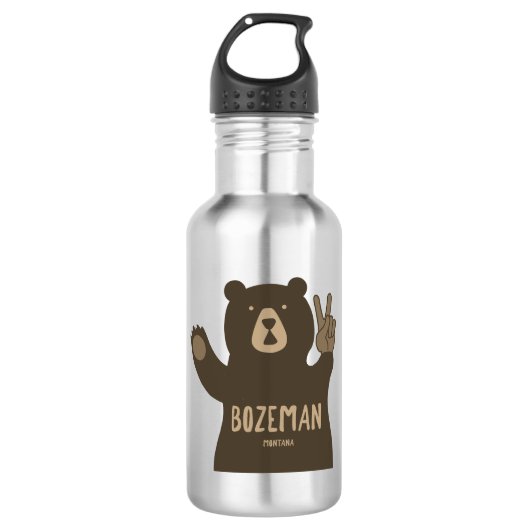 Bozeman Montana Peace Bear Waterfles (Voorkant)