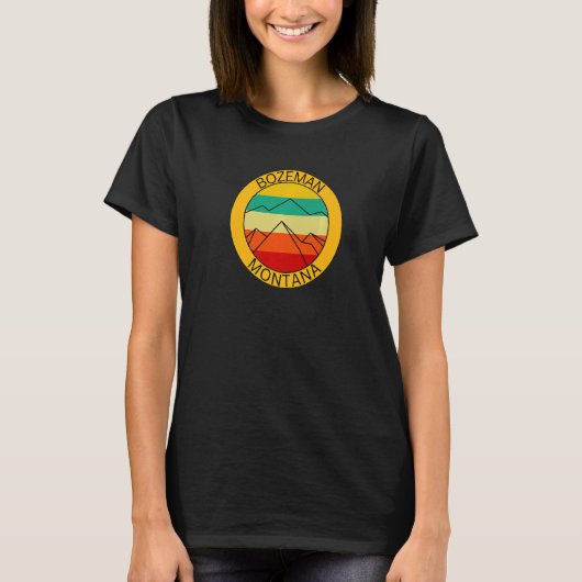 Bozeman Montana Retro Mountain Sunset Souvenir T-shirt (Voorkant)