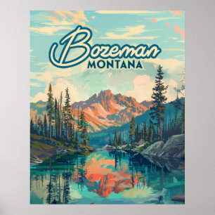 Bozeman Montana Rocky Mountains Vintage Poster
