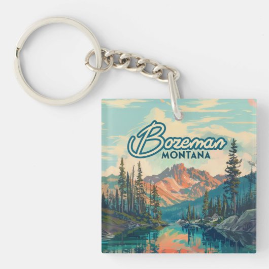 Bozeman Montana Rocky Mountains Vintage Sleutelhanger (Voorkant)